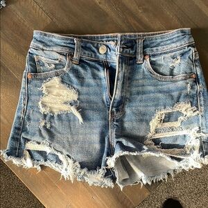 American Eagle Outfitters Blue Distressed Jean Shorts, size 2, like new,